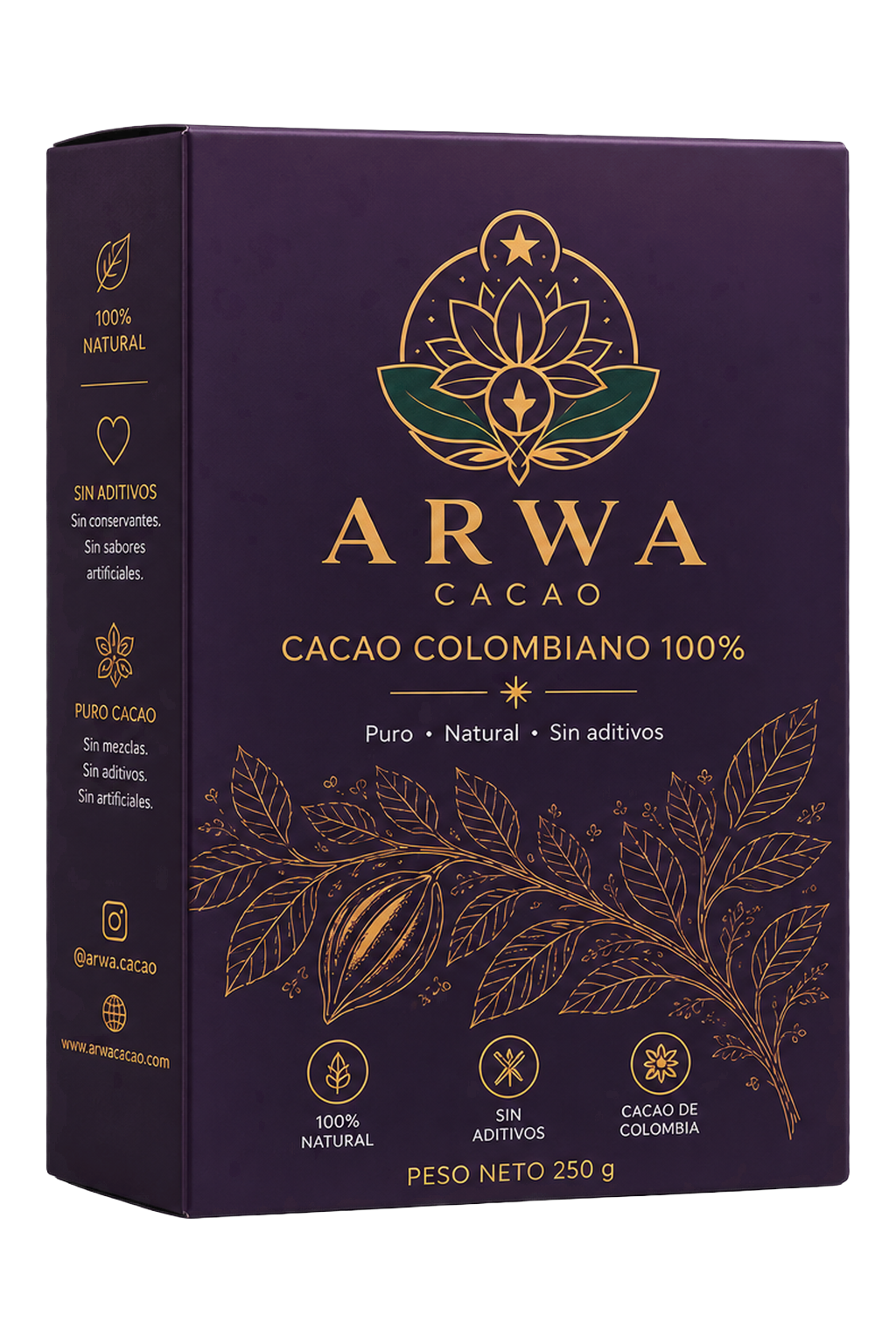 Empaque ARWA Cacao 250 g — vista frontal